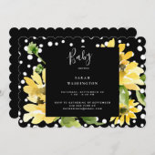 かわいいヒマワリ水玉模様赤ちゃんシャワースカラップ 招待状 (正面/裏面)