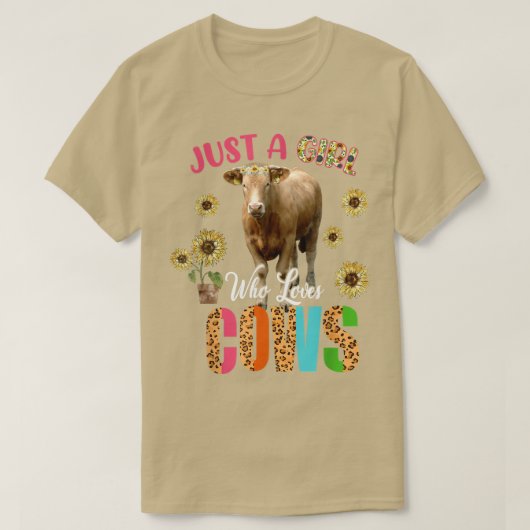 かわいいヒマワリ牛の女の子のみ牛農家ロ Tシャツ (デザイン正面)
