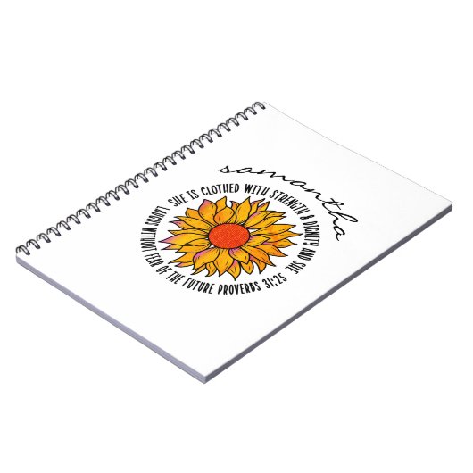 かわいいヒマワリ聖なる書物、 経典聖句 ノートブック (左側)