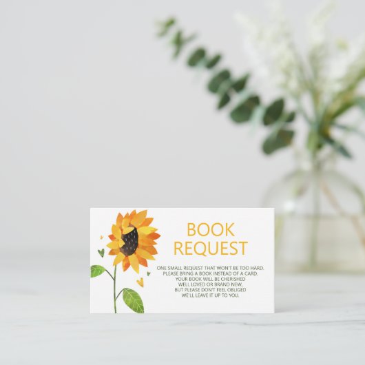 かわいいヒマワリ赤ちゃんシャワー予約リクエスト エンクロージャーカード (スタンド正面)