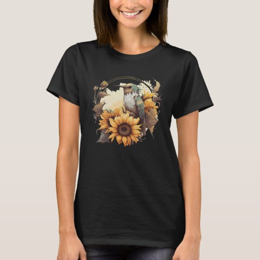 かわいいヒマワリ鳥鳥類学者野鳥観察B Tシャツ (正面)