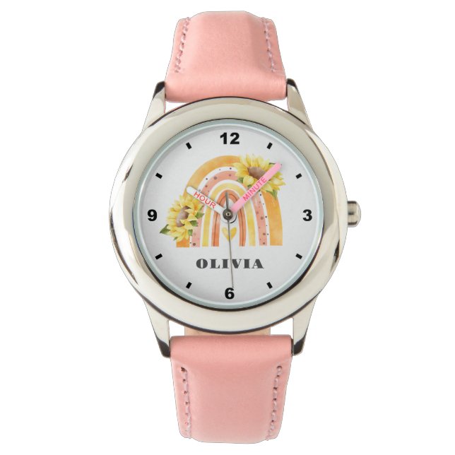 かわいいヒマワレインボーカスタムガールズネームウォッチ 腕時計 (正面)