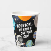 かわいいヒューストン私たちは1歳の1歳の誕生日を持っている 紙コップ (正面)