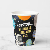 かわいいヒューストン私たちは1歳の1歳の誕生日を持っている 紙コップ (正面)