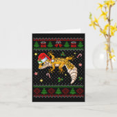 かわいいヒョウのゲッコサンタハット醜いクリスマス汗 カード (黄色い花)