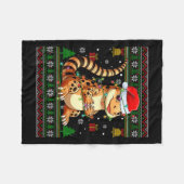 かわいいヒョウのゲッコサンタハット醜いクリスマス汗 フリースブランケット (正面(横))