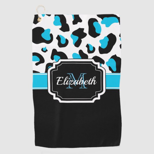 かわいいヒョウのプリント ゴルフタオル (正面)