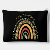 かわいいヒョウのレインボー先生デイギフトブラック アクセサリーポーチ (裏面)