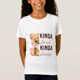 かわいいヒョウの家族 おそろい 女子向けかわいいデザイン Tシャツ