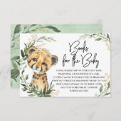 かわいいヒョウの緑の金ゴールドサファリブックスベビー エンクロージャーカード (正面/裏面)