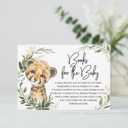 かわいいヒョウの緑の金ゴールドサファリブックスベビー エンクロージャーカード (スタンド正面)