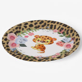 かわいいヒョウアニマルプリントベビーシャワー ペーパープレート (アングル)