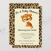 かわいいヒョウアニマルプリントベビーシャワー 招待状 (正面/裏面)