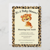かわいいヒョウアニマルプリントベビーシャワー 招待状 (正面)