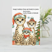 かわいいヒョウパーソナライズされたファミリー シーズンカード (スタンド正面)