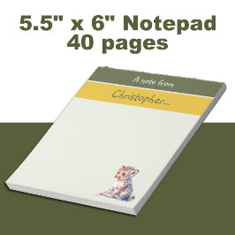 かわいいヒョウ名前をカスタムするグリーンキッズ ノートパッド