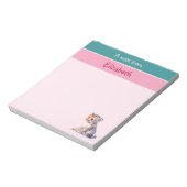 かわいいヒョウ名前をカスタムするピンクの子供 ノートパッド (回転)