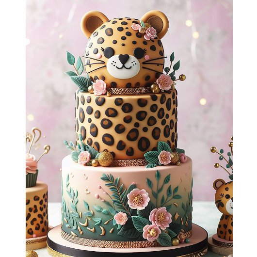 かわいいヒョウ柄のケーキ