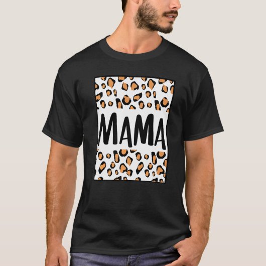 かわいいヒョウ柄のママ 息子 娘 お母さん ママ Tシャツ (正面)