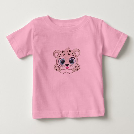 かわいいヒョウ柄ベビーTシャツ ベビーTシャツ (正面)