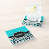 かわいいヒョウ柄 ガラスコースター (アングル)