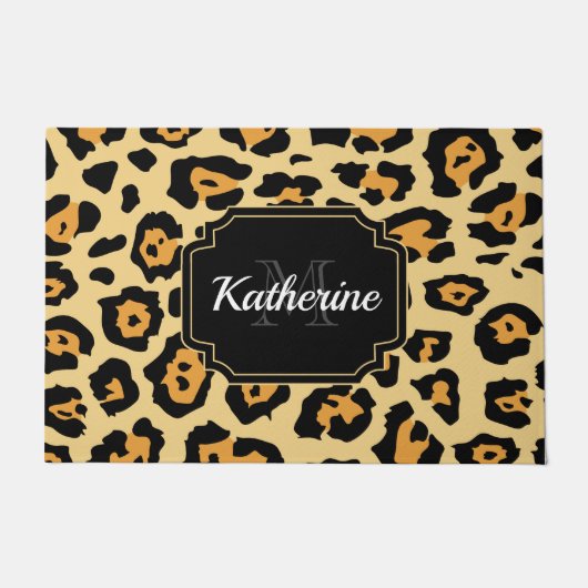 かわいいヒョウ柄 ドアマット (正面)