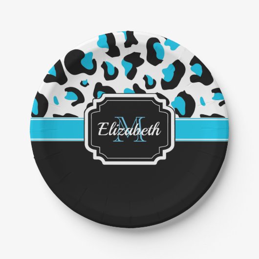 かわいいヒョウ柄 ペーパープレート (正面)