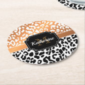 かわいいヒョウ柄 ラウンドペーパーコースター (アングル)