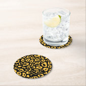 かわいいヒョウ柄 ラウンドペーパーコースター (インサイチュ)