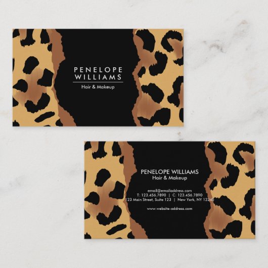 かわいいヒョウ柄 名刺 (正面/裏面)