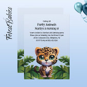 かわいいヒョウ熱帯ジャングルサファリパーティー動物 招待状
