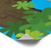 かわいいヒョウ眠り漫画イラストレーション ポスター (角)