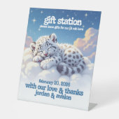 かわいいヒョウ雲に眠る赤ちゃんシャワーギフト 台座サイン (正面)