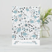 かわいいヒヨドリ 鳥 青 灰色 花 実 シーズンカード (スタンド正面)