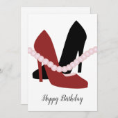 かわいいヒール真珠の女ファッショニスタ性 招待状 (正面/裏面)