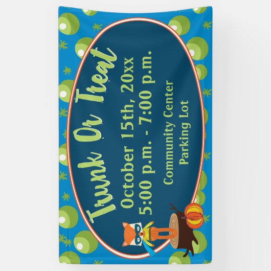 かわいいヒーローとトランクまたはすごい治療キツネ 横断幕 (縦)