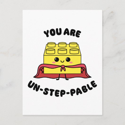 かわいいヒーローブリックやる気を起こさせる引用文プおもしろいン ポストカード (正面)