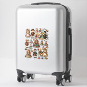 かわいいビクトリアンアンティークの人形とおもちゃアート シール (スーツケース)