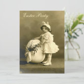 かわいいビクトリアンバニーガール&エッグイースターパーティー 招待状 (スタンド正面)
