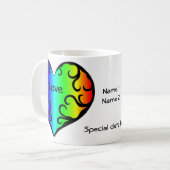 かわいいビクトリアンレインボーハート記念日 コーヒーマグカップ (正面左)