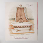 かわいいビクトリアンヴィンテージバスタブとピンクホワイト ポスター (正面)