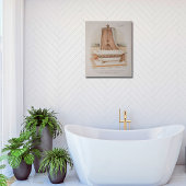 かわいいビクトリアンヴィンテージバスタブとピンクホワイト ポスター