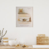 かわいいビクトリアンヴィンテージバスタブCherub金ゴールド ポスター (キッチン)