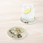 かわいいビクトリアンヴィンテージ猫遊たちユーモア コースター (側面)