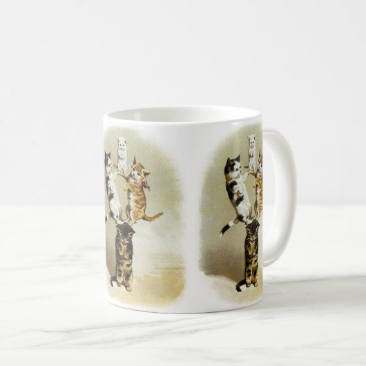 かわいいビクトリアンヴィンテージ猫遊たちユーモア コーヒーマグカップ (正面右)