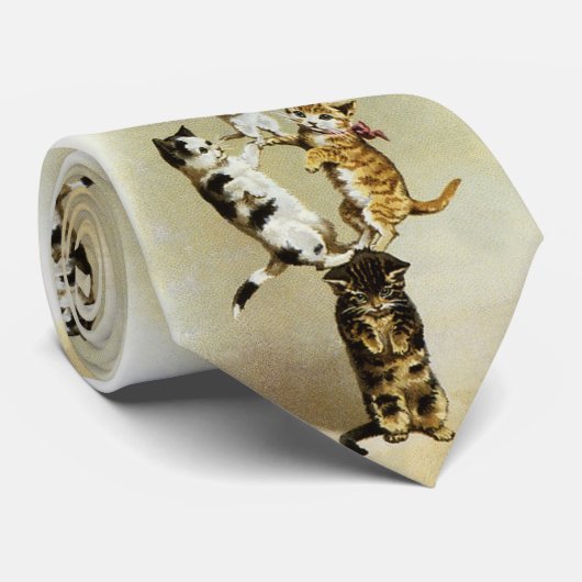 かわいいビクトリアンヴィンテージ猫遊たちユーモア ネクタイ (ロール)