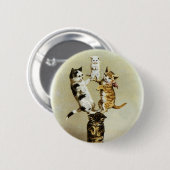 かわいいビクトリアンヴィンテージ猫遊たちユーモア 缶バッジ (正面&裏面)