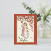 かわいいビクトリアン子バレンタイン シーズンポストカード (スタンド正面)