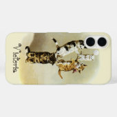 かわいいビクトリアン時代の猫の子猫が遊んでいる、ユーモア Case-Mate iPhoneケース (裏面 (横))