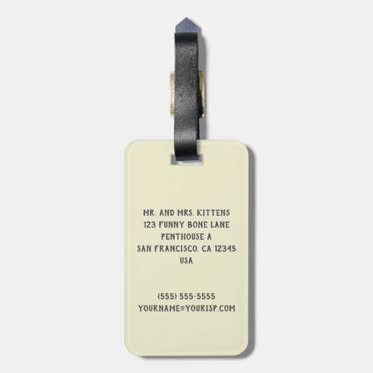 かわいいビクトリアン時代の猫の子猫たちのお遊び、ユーモア ラゲッジタグ (裏面縦)